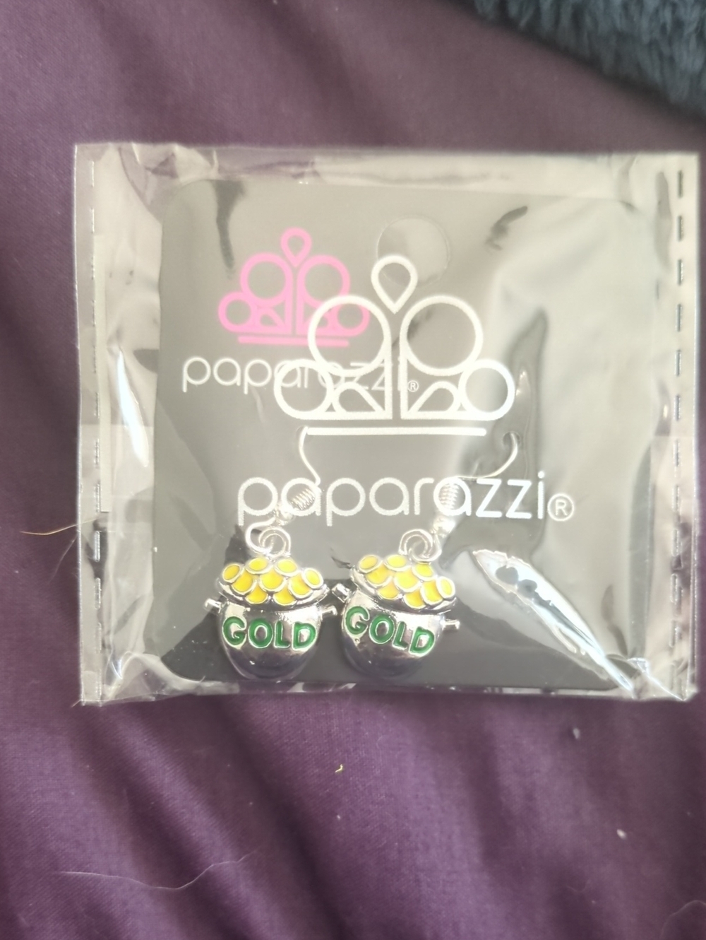 paparazzi Yellow and Green Pot of Gold Kids Earrings